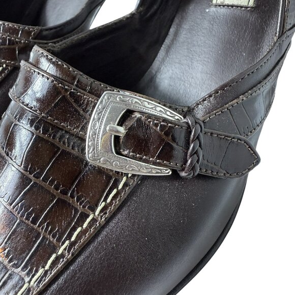 Brighton Brown Leather Heels • Croc-Embossed • Size 10M • EUC - Picture 3 of 9